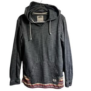 Vans Off The Wall Lightweight Hooded Pullover – Gray, Multicolor Stripe Hem | M